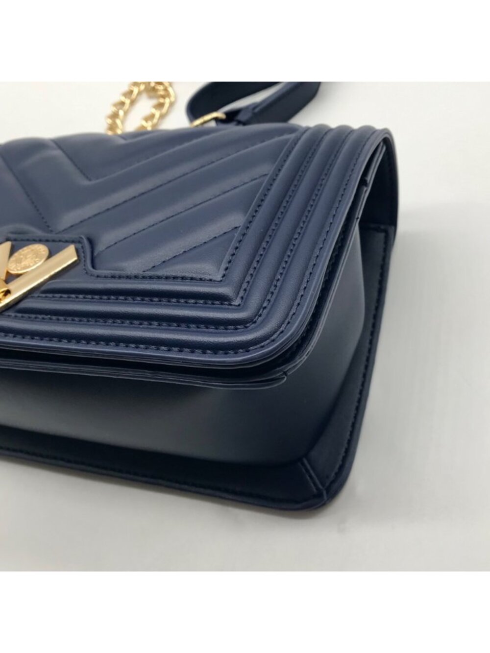 Valentino Orlandi Navy Blue Faux Leather Crossbody Bag - Picture 6 of 11